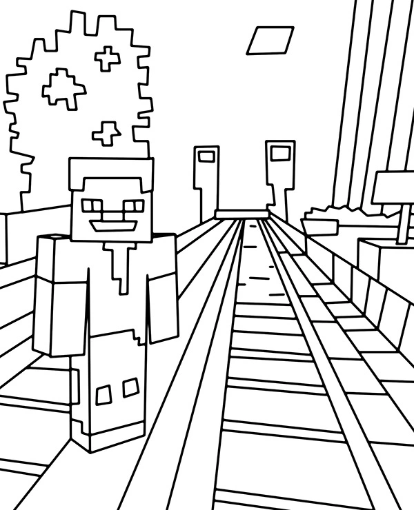Kolorowanka stacja kolejowa Minecraft Kolorowanka stacja kolejowa Minecraft